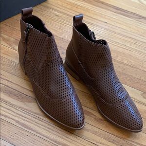 Kelsi dagger brown perforated leather bootie